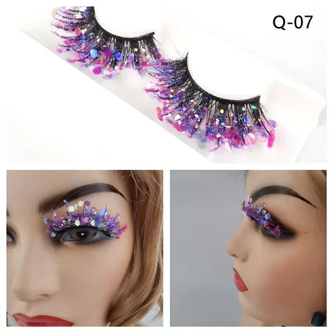 Color Luminous 3D Eyelashes Glitter Sequins Thick and Exaggerated