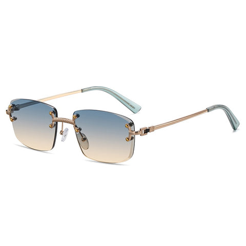 New Blue Gradient Lens Metal Sunglasses