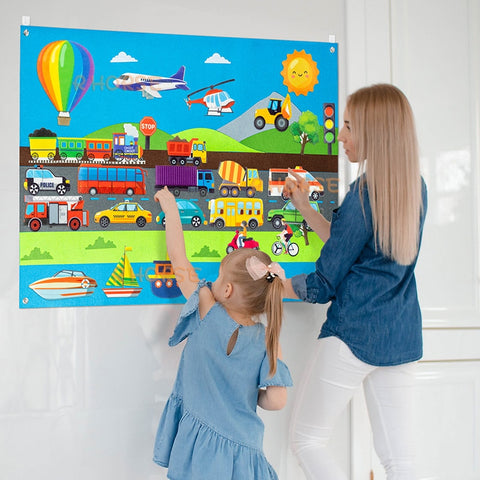 35Pcs Vehicle Felt Story Board Set