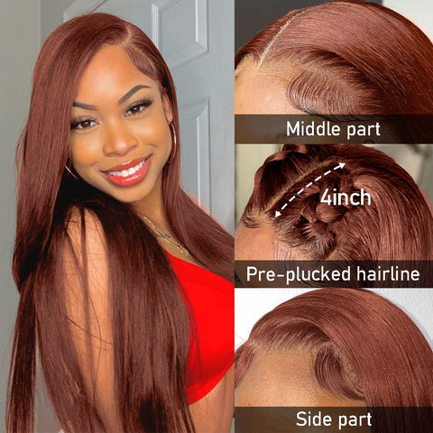 New Reddish Brown Lace Front Human Hair