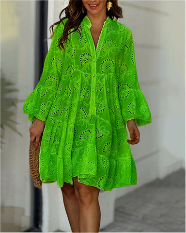 Summer Elegant Vintage Solid Lace Dress