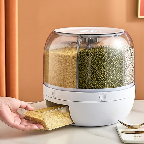 6KG Rotatable 360 Degree Rice Dispenser Sealed Dry Grain Bucket
