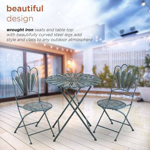 3-Piece Outdoor Feather Metal Bistro Set
