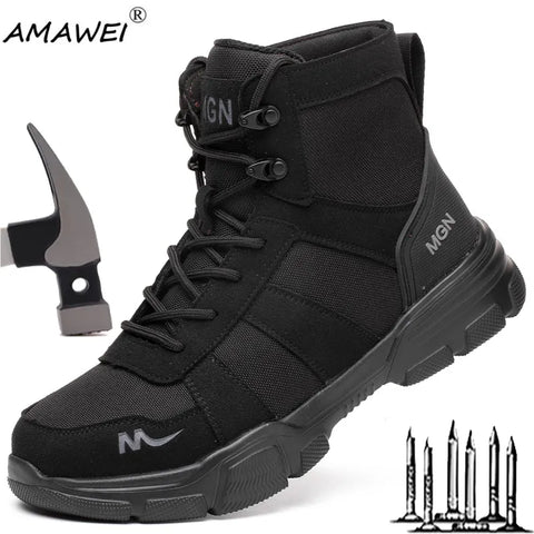 AMAWEI Work Boots Indestructible Safety Shoes