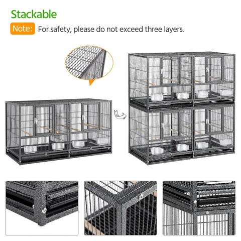 18" H Stackable Divided Breeder Meatal Bird Cage