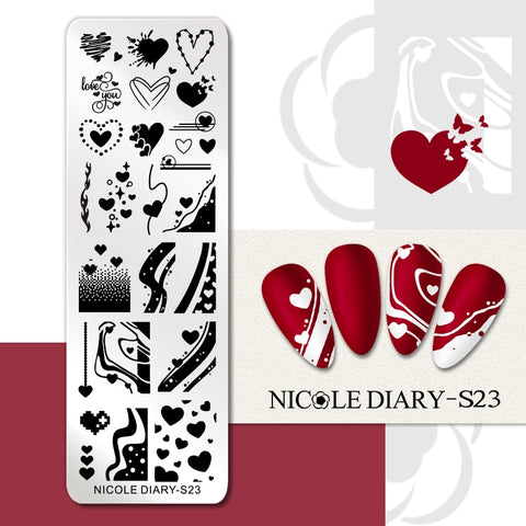 Girl Love Heart Printing Stencil Manicuring Art