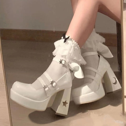 Women 2023 Spring Punk Thick Heel