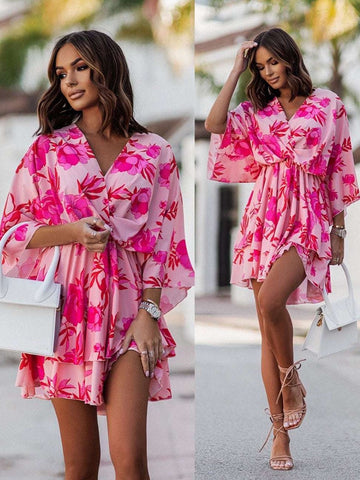 Women Sexy V Neck Mini Dresses