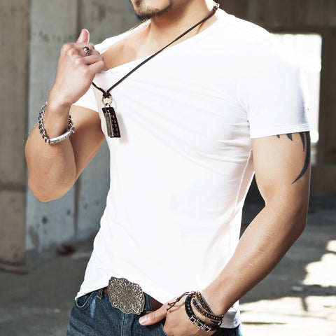 Men Fitness V neck T-shirts