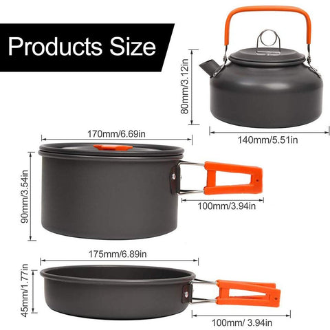 Aluminum Portable Outdoor Tableware Cook set