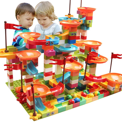 77-308PCS Marble Race Run Big Block Compatible City Building Blocks