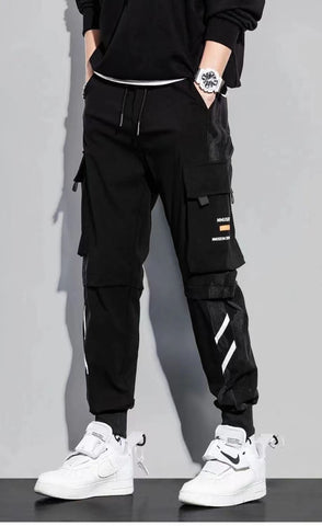 Men Ribbons Harem Jogging Pants