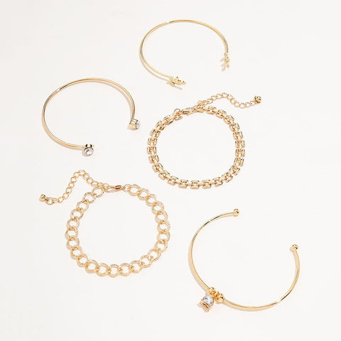 New Trendy Geometric Link Chain Bracelet Set
