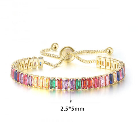 Women Rainbow Colorful Zircon Charm Bracelet
