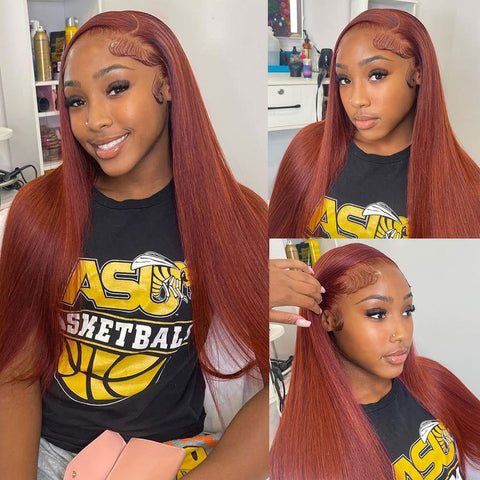 New Reddish Brown Lace Front Human Hair