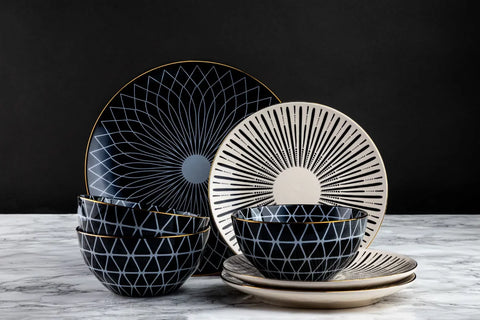 Thyme & Table Calypso 12 Piece Stoneware Dinnerware Set, Service for 4