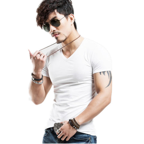 Men Fitness V neck T-shirts