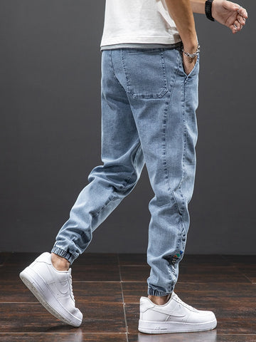 Summer Black Blue Cargo Jeans