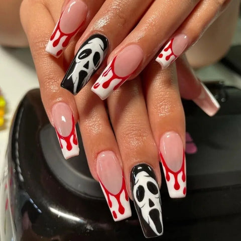 Halloween Nail Art  Nails Fake  Fake Nails Press on  Fake Nail  White Nail Tips  Nail Art French Glitter Extension Manicure