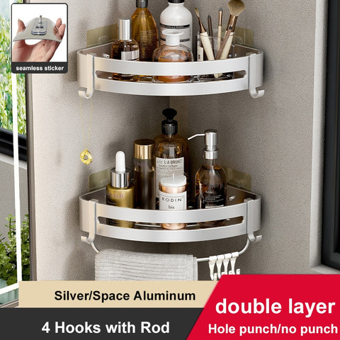 Aluminum Shower Corner Caddy Storage Shelf