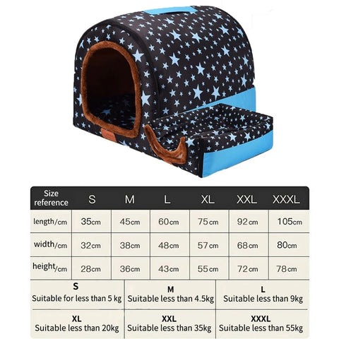 Cat Print Stars House Bed