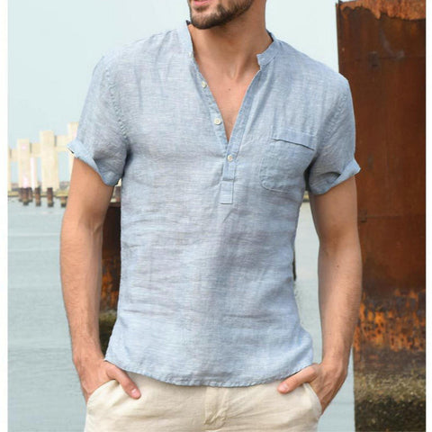 2023 Men Casual Cotton Linen Shirts