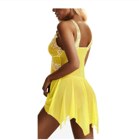 Women Front Closure Lace Mesh Sleepwear Set