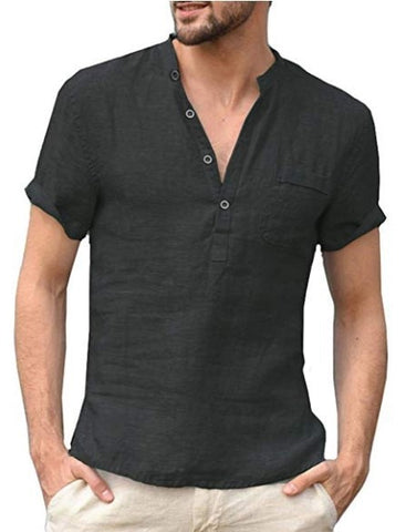 2023 Men Casual Cotton Linen Shirts