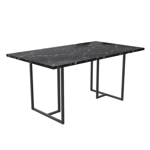 CosmoLiving Astor Dining Table, Black Marble Top with Black Legs