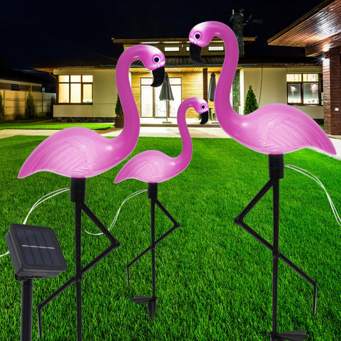 3PCS Flamingo Solar Light Waterproof LED Pink Flamingo