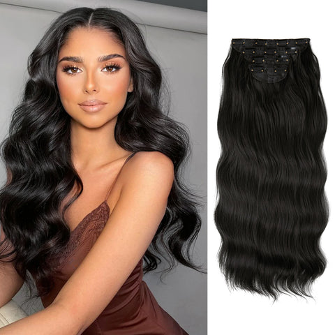 4pcs/set Synthetic Long Wavy Clip In Hair Extensions