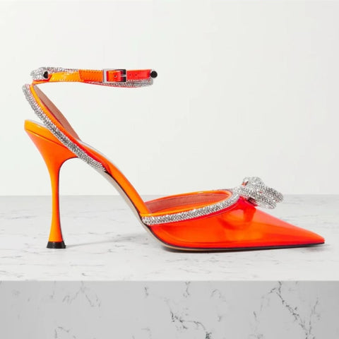 Women Pumps Crystal bowknot Satin Summer Shoes