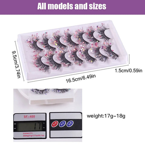 Color Luminous Glitter False Eyelashes 8D Shining