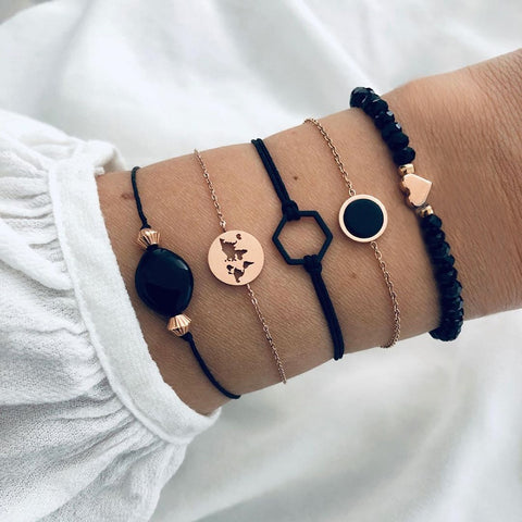New Trendy Geometric Link Chain Bracelet Set
