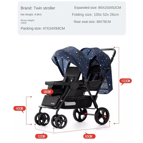 The Twin Strollers are Lightweight Breathable Foldable