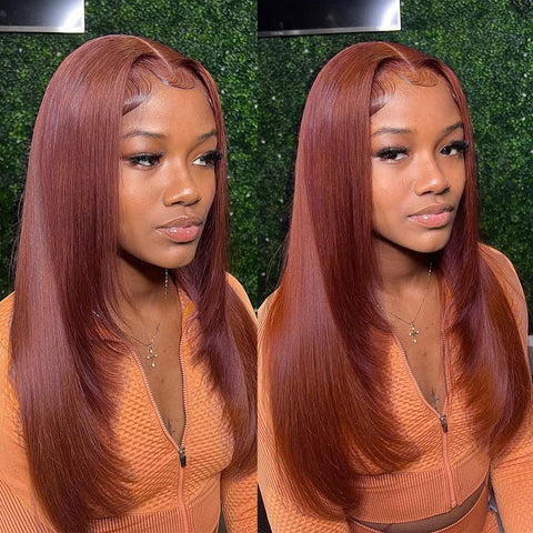 New Reddish Brown Lace Front Human Hair