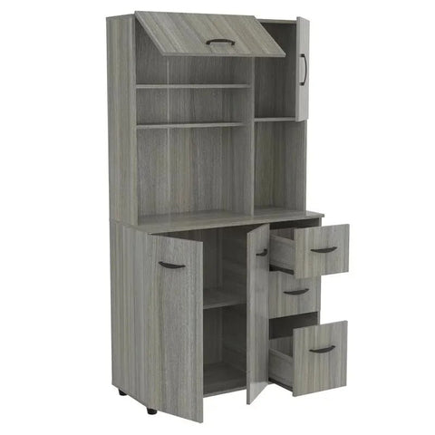 Laminate Kitchen Microwave Storage Cabinet 35"W, White
