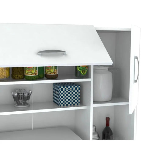 Laminate Kitchen Microwave Storage Cabinet 35"W, White