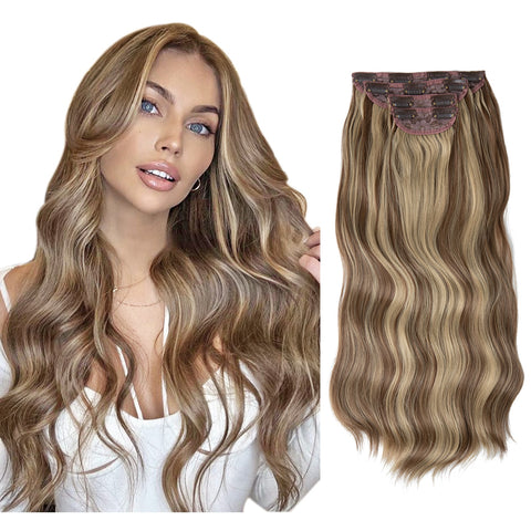 4pcs/set Synthetic Long Wavy Clip In Hair Extensions
