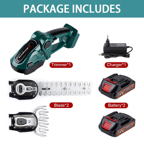 2 in 1 24V Cordless Electric Hedge Trimmer