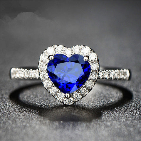 Heart Rings for Women Silver Color Wedding Engagement Bridal Jewelry Cubic Zirconia Stone