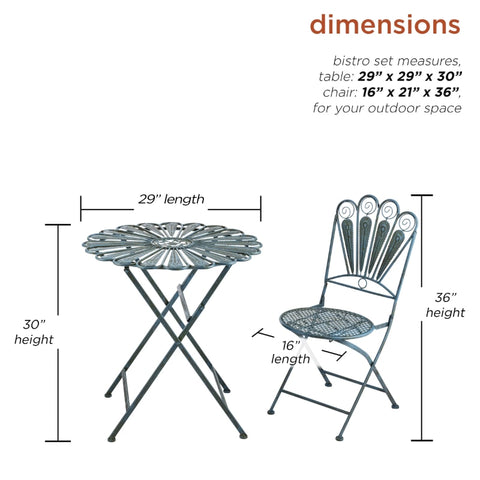 3-Piece Outdoor Feather Metal Bistro Set