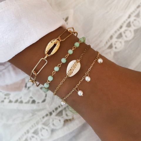 New Trendy Geometric Link Chain Bracelet Set
