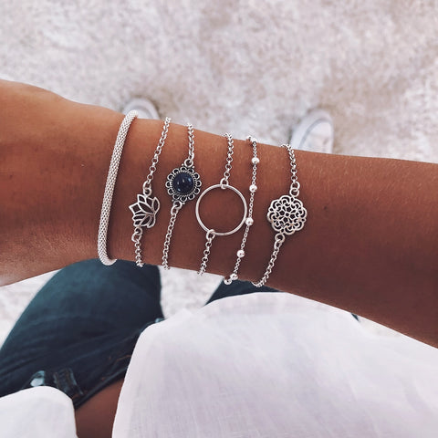New Trendy Geometric Link Chain Bracelet Set