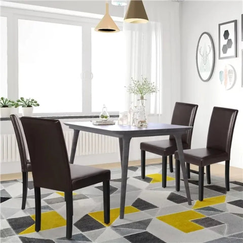 Modern Padded Leather Dining Chair for Home, Set of 4, Brown