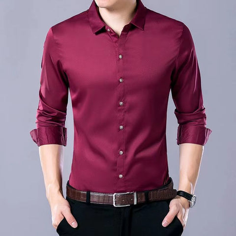 Men New Thin Plaid Smooth Shirts