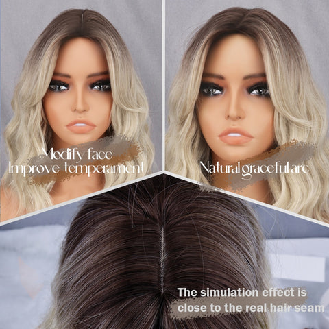 Short Bob Brown Dark Blue Synthetic Wig Hair