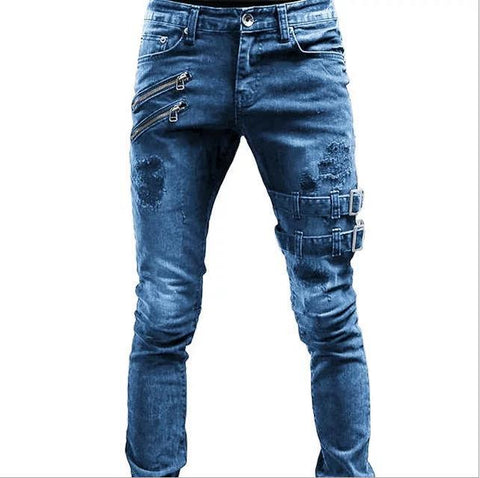Men Fashion Street Style Ripped Skinny Jeans