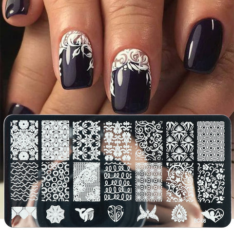 New Nail Stamping Lace Petals