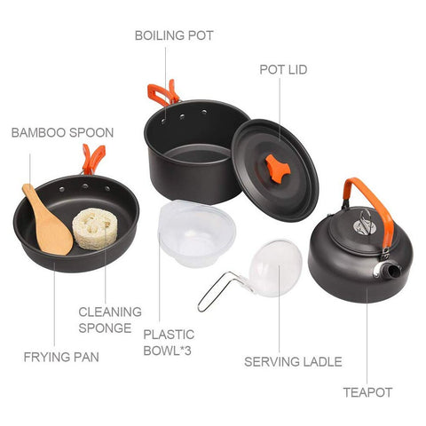 Aluminum Portable Outdoor Tableware Cook set